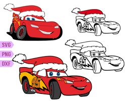 Lightning McQueen Christmas Cars Svg, Lightning McQueen Svg, Disneyland Svg, Disney Cars svg