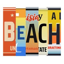 Beach license plate mix up PNG instant download