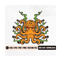 Smoking Kraken SVG | Tentacles SVG | Pirate Ship Svg | Ocean Sea Monster | Octopus Tentacles SVG | Octopus Svg | Smoking