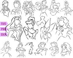 Disney Princess Outline svg, Brave Svg, Princess SVG, Princess Outline Svg