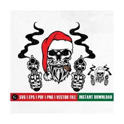 Skull Santa Hat Svg | Santa Skull Svg | Skull with Hat Svg | Christmas Skull Svg | Christmas Svg | Christmas Clipart | B