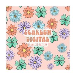 Saint Patrick's Day Seamless Pattern Digital Design Download-floral seamless file, flowers seamless patterns, st patty d