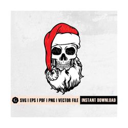 Skull Santa Hat Svg | Santa Skull Svg | Skull with Hat Svg | Christmas Skull Svg | Christmas Svg | Christmas Clipart | B