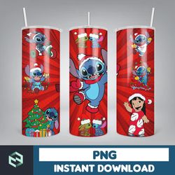 Christmas Stitch Tumbler Wrap, Stitch Sublimation Designs, 20 oz Skinny Tumbler PNG Sublimation, Stitch Tumbler Wrap PNG