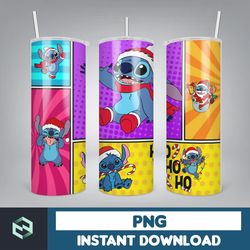 Christmas Stitch Tumbler Wrap, Stitch Sublimation Designs, 20 oz Skinny Tumbler PNG Sublimation, Stitch Tumbler Wrap PNG