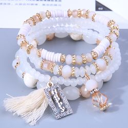 Bracelets a breloques en perles de verre multicolores pour femmes, ensemble de Bracelets a breloques porte-bonheur pour