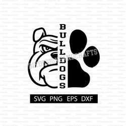 Bulldogs Digital Download | Bulldog Paw Print | Bulldog Head | Bulldog School Mascot SVG for Shirt | Cut File for Cricut