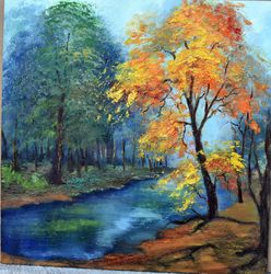 Landscape, with fall nature. Wall decoration art.