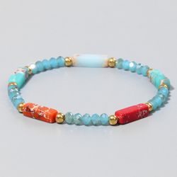 Natural Stone Bracelet for Women and Men, Lotus Pendant, Beads, Amazonite Quartz, Fine, Balance, Jewelry, Gift for Frien
