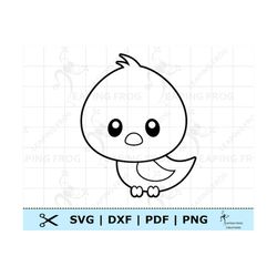 cute baby bird svg png dxf eps. bird digital download, cricut silhouette cut files. outline, stencil, coloring page.