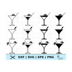 Martini glasses SVG PNG EPS dxf. Whole image & Layered files. Digital download, vector. Cricut cut files, Silhouette. Ma