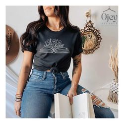Book T-Shirt, Floral Book Shirt, Book Lover Shirt, Reader Shirt, Reading T-Shirt, Gift for Book Lover, Book Lover Shirt,