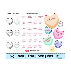 CAT Candy Hearts SVG. PNG. Mix & Match! Cricut Cut Files, Silhouette, layered files. Valentine's Day, Conversation heart