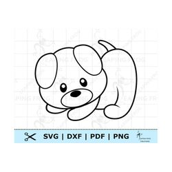 Cute Puppy Dog SVG PNG DXF eps. Puppy Digital download, Cricut Silhouette cut files. Outline, Stencil, Coloring Page.