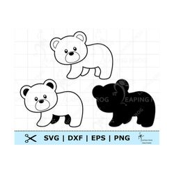 Cute Bear SVG DXF PNG eps. Cricut Cut files, Silhouette. Bear outline svg. Bear stencil. Bear Silhouette. Bear svg. Bear