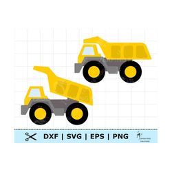 Dump Truck SVG. 2 versions! Cricut cut, layered files, Silhouette. PNG, DXF, eps. Clipart, vector. Birthday Party, const