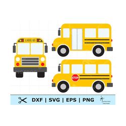 School Bus SVG. 3 versions! Cricut cut, layered files, Silhouette. PNG, DXF, eps. Clipart, vector. Birthday Party, first