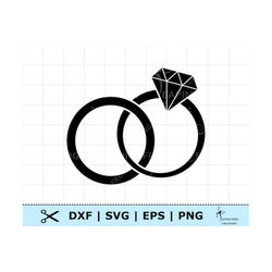 Wedding Rings svg. Cricut cut files, Silhouette cut files & Cameo files. Diamond Ring SVG. Stencil, Outline. Clipart. PN