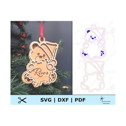 Teddy Bear Christmas Ornament SVG. Laser files. Glowforge tested. Instructions included, Christmas, cute,   DXF. PDF. In