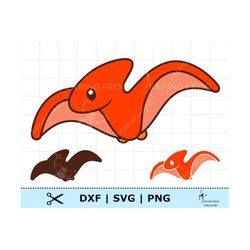 Cute Dinosaur SVG. Pterodactyl SVG. Dinosaur DXF. png. Cricut cut files, Silhouette. Dinosaur clipart. Cute baby dinosau