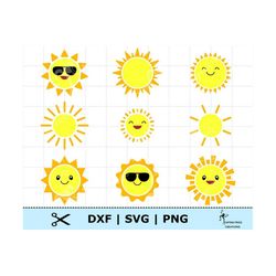 Sun SVG PNG DXF. Mix & Match. Digital download vector.  Sun cricut cut files, Silhouette. Sunshine clipart. Sun image. C