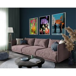 Pink Floyd Set of 3 Posters, Pink Floyd, The Dark Side of The Moon Album Cover, Pink Floyd Graphic Poster, Poster Wall A