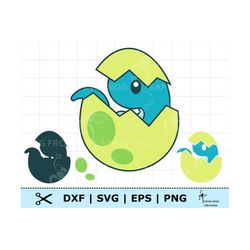 CuteDinosaur Egg SVG PNG DXF eps. Baby dinosaur clipart. Cricut, Silhouette Cut Files.  Dinosaur Egg eps. Blue, Green.
