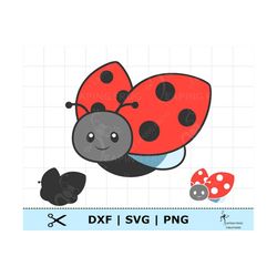 Cute Ladybug SVG PNG DXF. Whole image & layered. Cricut, Silhouette Cut Files. Great for nursery or baby shower. Ladybug