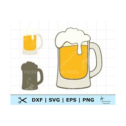 Beer Mug SVG. Cricut cut, layered files, Silhouette, & Cameo. Instant Download. Drinking glass, Beer stein png. dxf. eps