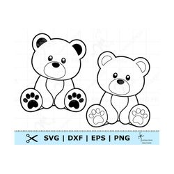 teddy bear svg png dxf pdf. cricut cut files, silhouette. cute bear coloring page svg. bear outline svg. teddybear svg.