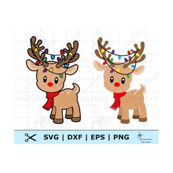 Reindeer SVG. PNG. Christmas. Cricut Cut Files, Silhouette, layered files. Holiday, Baby, Cute, Rudolph, Red, DXF, eps.