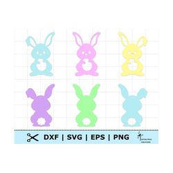 easter bunnies svg. cricut cut files, silhouette files. bunnies, rabbits. outline, stencil. png, dxf, eps. pink, blue, f