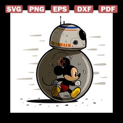 BB8 and Mickey Mouse Roll Together Svg, Disney Svg, Mickey Svg, Mickey Mouse Svg, Bb8 Svg, Bb8 Robot Svg, Bb8 Star Wars