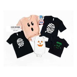 Halloween Shirt, Halloween Faces Shirt, Frankenstein Face shirt, Pumpkin Face Shirt, Halloween Family Tshirt, Mummy Face
