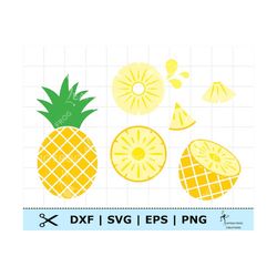 Pineapple SVG. Pineapple clipart. Pineapple DXF. Pineapple PNG. Pineapple eps.  Cricut cut files, Silhouette. Fruit svg.