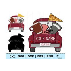 Football truck SVG. PNG. Cricut cut files, layered. Silhouette. Pickup Truck, Retro, Vintage, Antique, Sports. DXF eps.