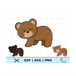 brown bear svg. brown bear dxf. brown bear png. circut  cut files, silhouette. layered files. grizzly bear svg. cute bab