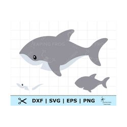 Cute Shark SVG PNG DXF. Digital download. Cricut, Silhouette Cut Files. Cartoon shark, fish, animal. Great for nursery o