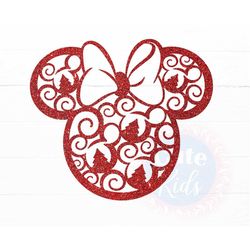 Mouse Head Christmas Swirls SVG - New Year Decor Svg cut files for cricut & eps, ai, png, pdf clipart. Vector graphics D