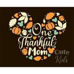 One Thankful Mom Mouse Head SVG – Thanksgiving Decor Svg cut file for Cricut & eps, ai, png, pdf printable. Vector graph
