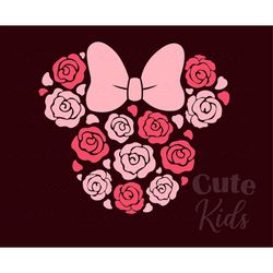 Wild Roses flowers Mouse Head SVG - Roses Decor svg cut files for cricut & eps, ai, png, pdf printable. Vector graphics