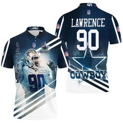 Demarcus Lawrence 90 Dallas Cowboys 3D Polo Shirt