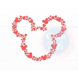 Mouse Head Valentine's Day Decor – Dots Hearts Kisses SVG cut file for cricut & eps, ai, png, pdf clipart. Vector graphi