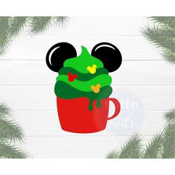 Mouse Ears Hot Cocoa SVG – Christmas Tree 2021 Decor svg cut files for cricut & eps, ai, png, pdf clipart. Vector graphi