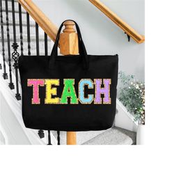 teacher tote bag, rainbow teacher bag, back to school teacher gifts for teacher appreciation