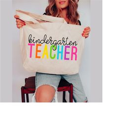 kindergarten teacher tote bag, back to school teacher gift first day of school gifts personalized embroidered custom tea