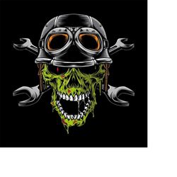 Zombie Biker Skull SVG Dead Head Skeleton with Screws illustration Clipart Vector Cut files for Cricut Digital Download
