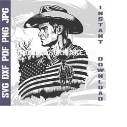 American cowboy SVG file | cut file for cricut | printable png| SVG dxf cut files | laser file | digital download | SVG