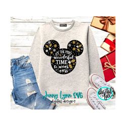 Most Wonderful Time to Wear Ears Christmas SVG Mickey Ears Christmas Vacation Shirts Sublimation PNG Cricut Cut File Iro