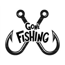 fishing hook svg, gone fishing svg, bass fish svg, fisherman, fishing dad, father's day. vector cut file cricut, silhoue
